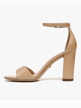 Sam Edelman “Robyn” Nude Patent Block Heel Sandals with Ankle Strap - Size 11